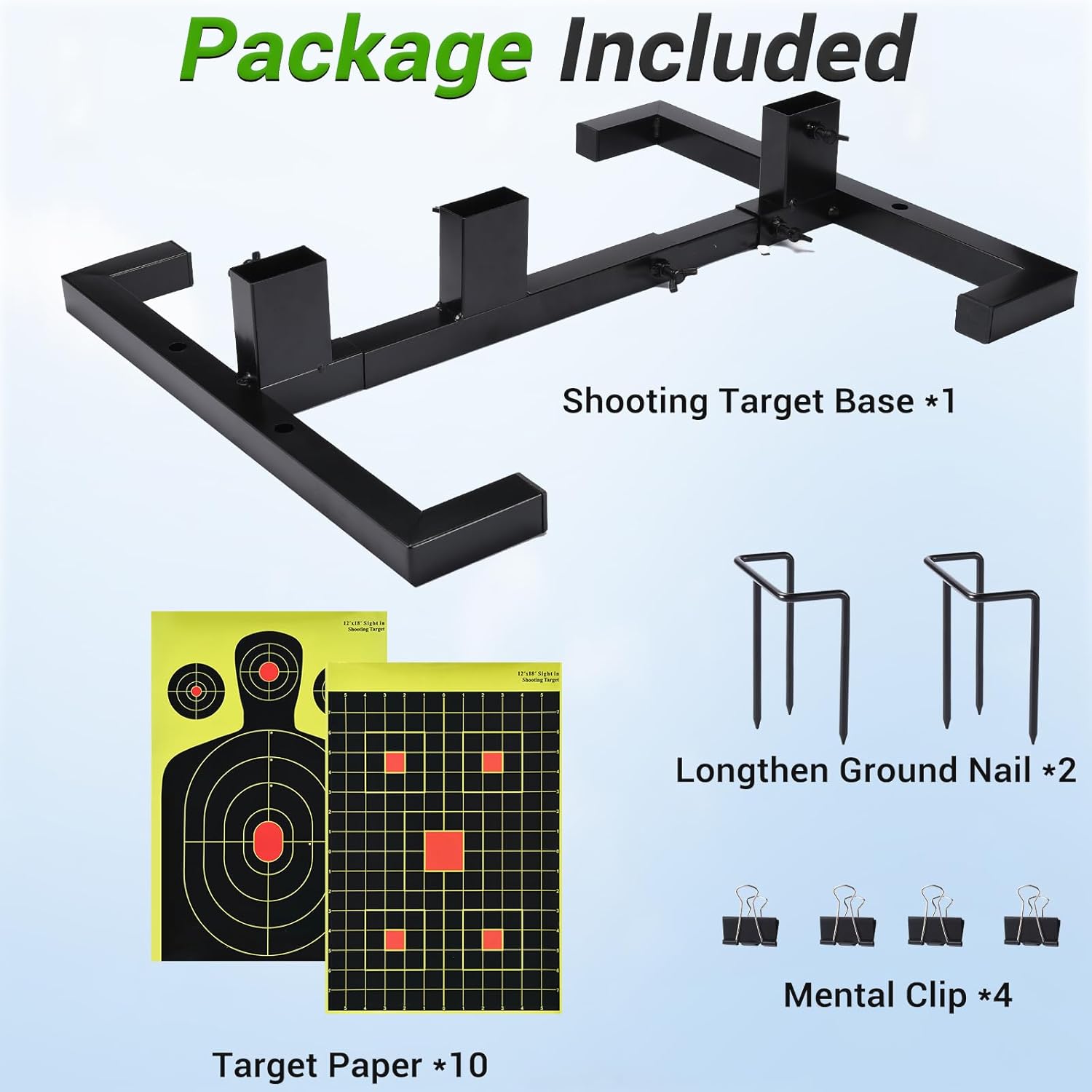 GADFISH Adjustable Shooting Target Stand Base for Outdoor Paper Shooting Targets Cardboard, Heavy Duty Shooting Target Base Set with Ground Nails and Paper Targets, USPSA/IPSC - IDPA Practice (1 Pack)