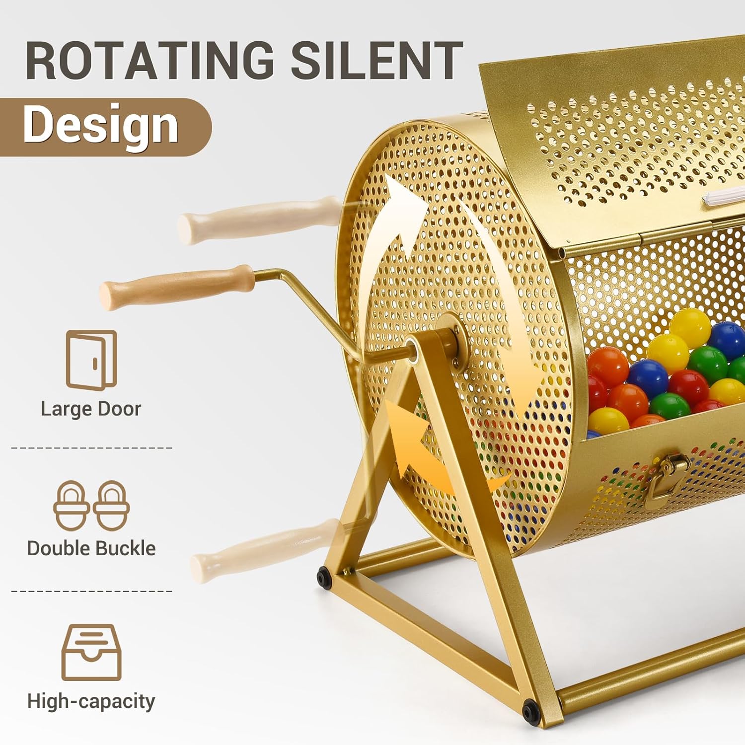 GADFISH Extra Large Raffle Drum, Thickened Raffle Ticket Spinner Drum Box with Silent Bearing for Lottery Games, Bingo, Raffle Balls, Durable Raffle Wheel Spinner with Stand - Holds 5000 Tickets
