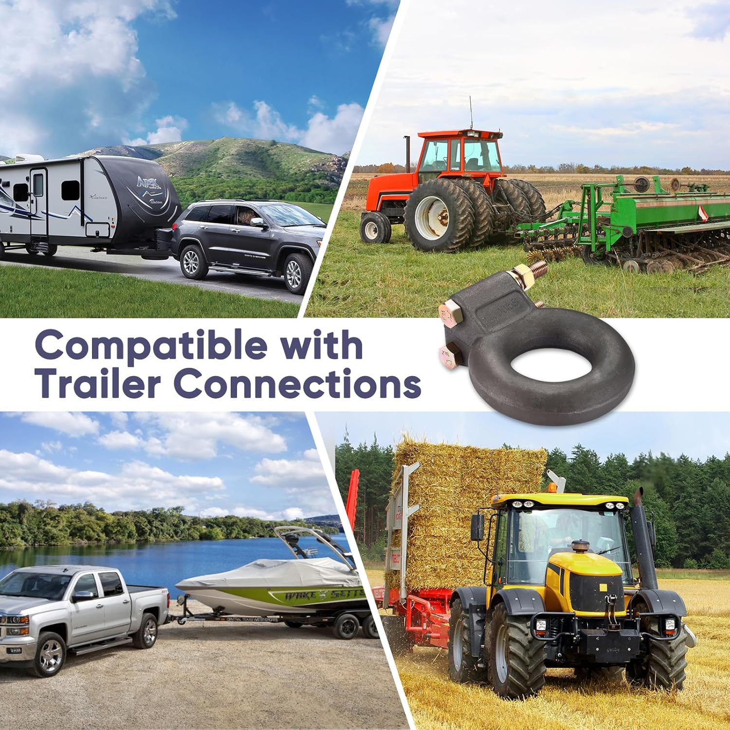 Pintle Hitch Lunette Ring, Forged Steel Pintle Hitch with Lunette, Tow Eye - Trailers and Towing Accessories