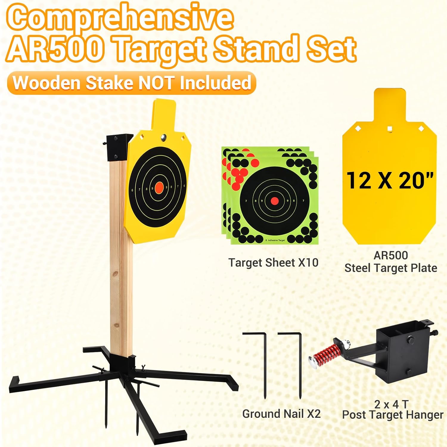 GADFISH AR500 Steel Target, 3/8 Inch Thick Target Stand System, Steel Hostage Target with 2x4 Upgraded Target Stand Base, Steel Shooting Target Stand Complete Kit for Shooting Outdoor