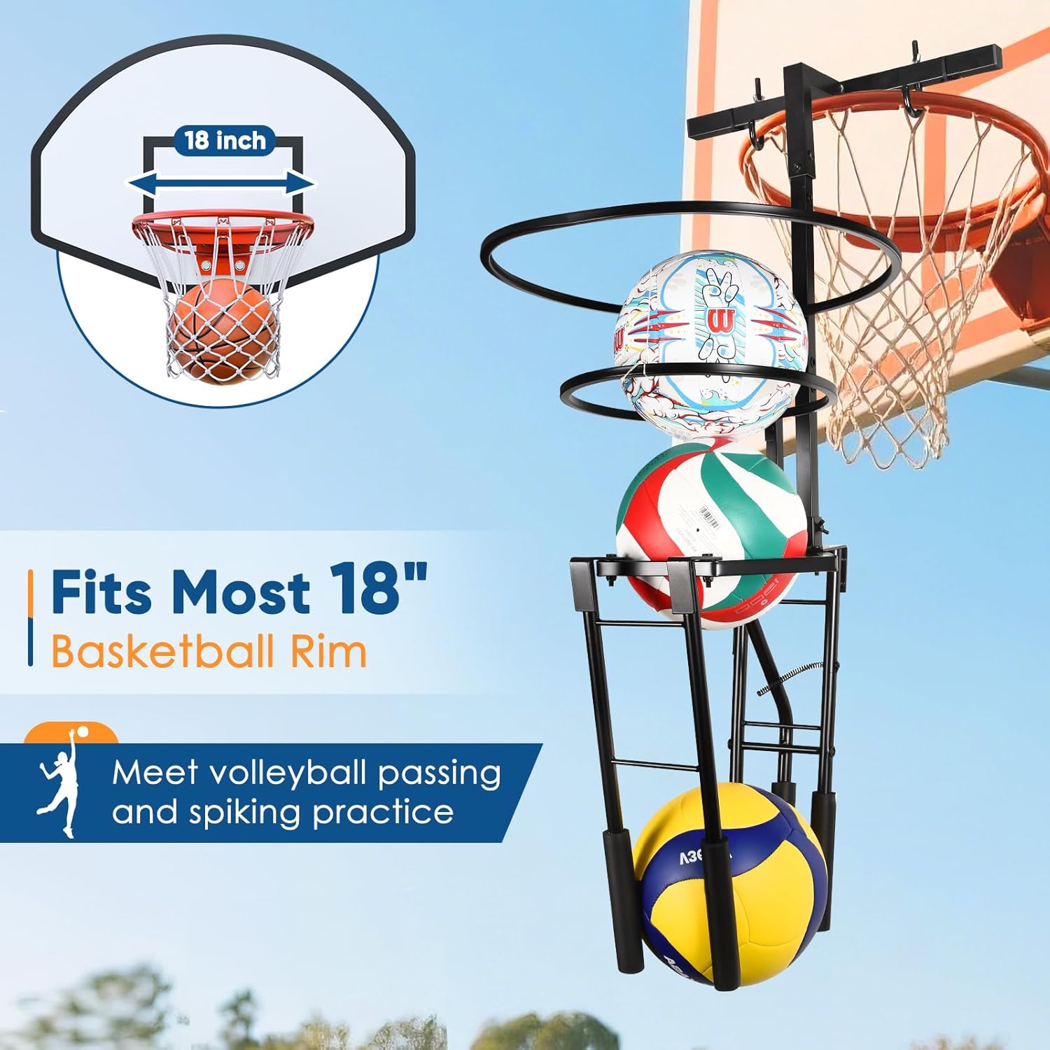 Automatic Volleyball Training Equipment Aid, Heavy Duty Volleyball Spike Serve Trainer for 3-Ball Training, Height Adjustable Volleyball Rebounder Practice Passing Equipment(No Ball)