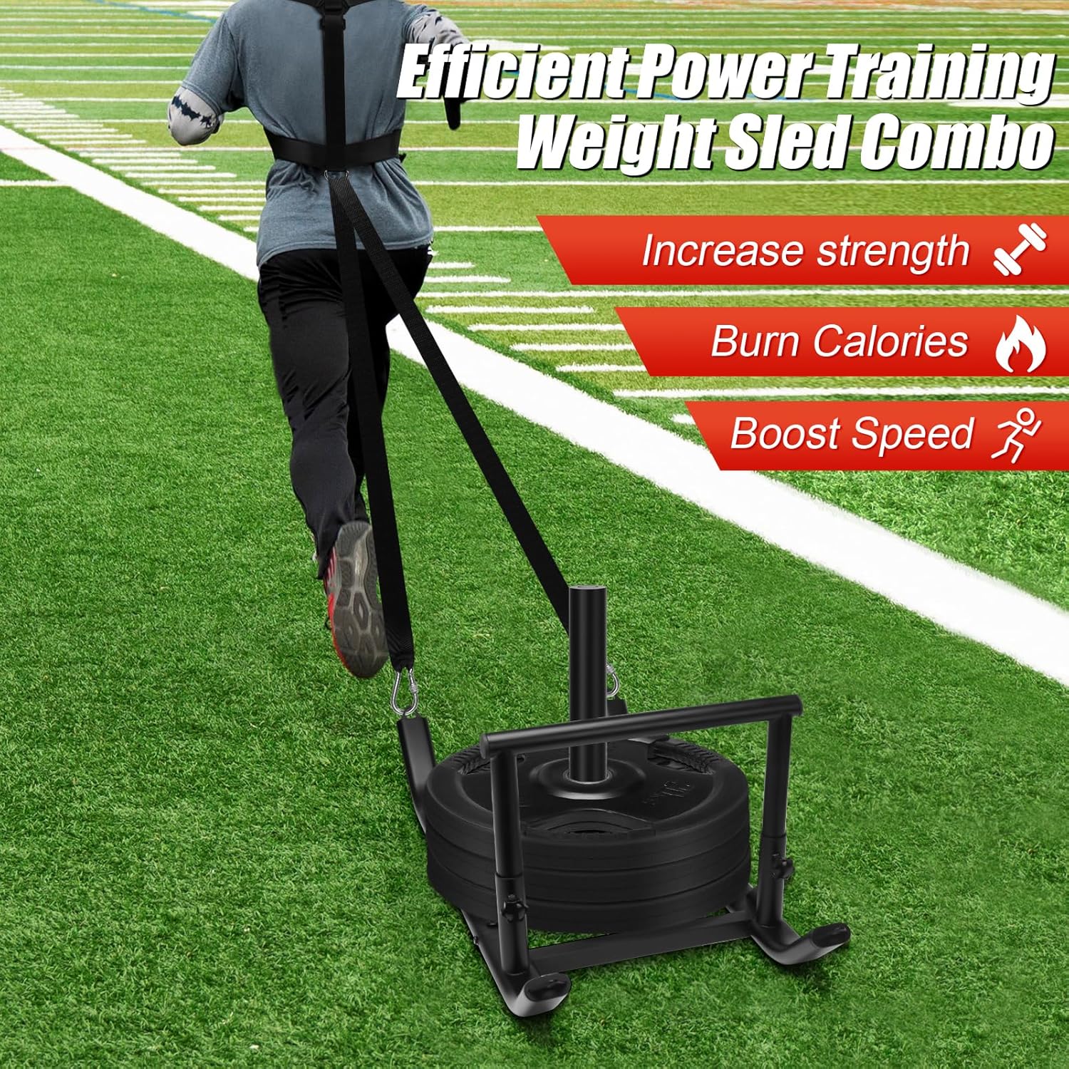 thumbnail image 2 of GADFISH Weight Training Sled - Adjustable Push/Pull Sled For Speed & Strength Workouts 2 of 6