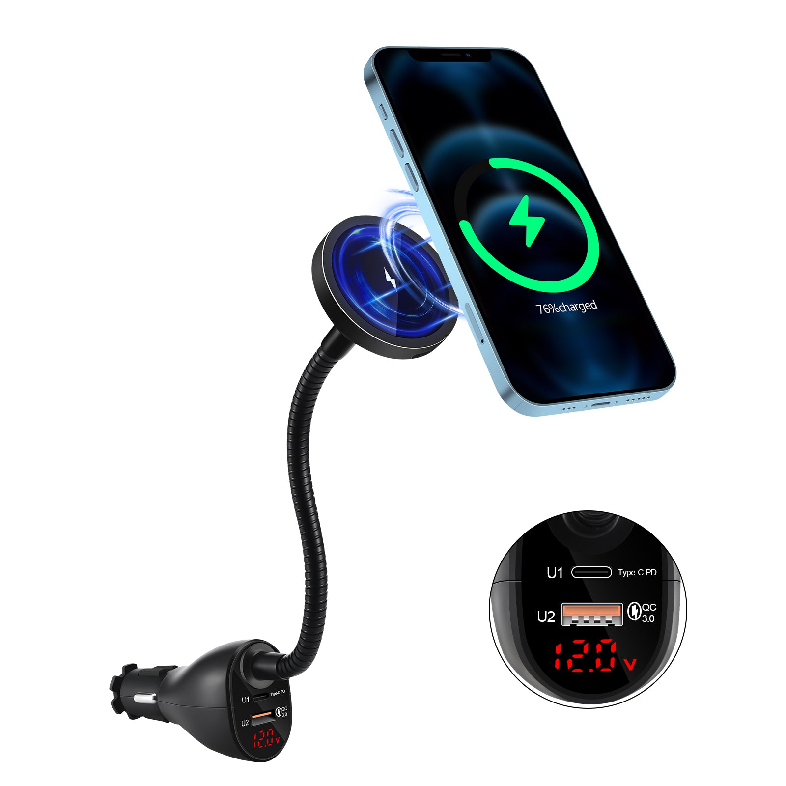 Magnetic Wireless Car Charger For Iphone 12/12 Pro/12 Mini/12 Pro