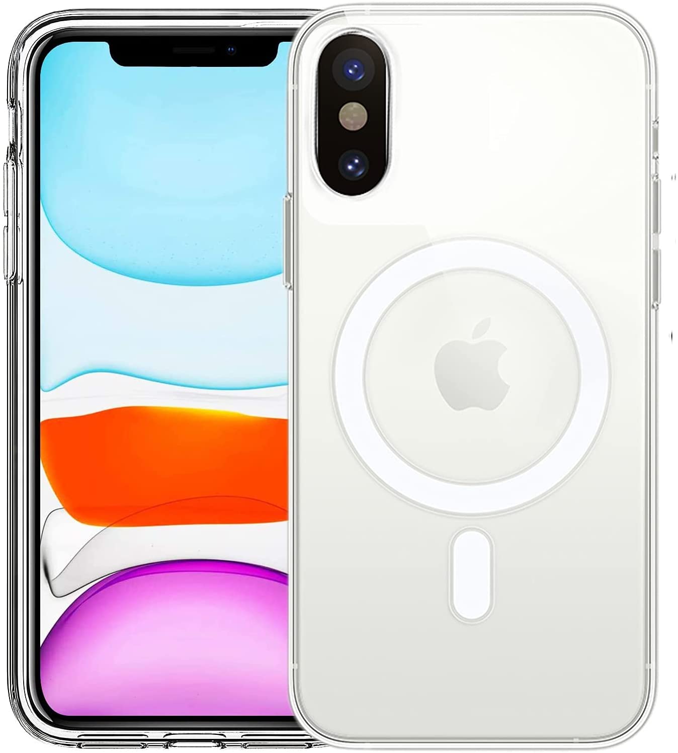 HVDI Clear Magnetic Case for iPhone Xs Max with Mag-Safe Wireless Charging, Soft Silicone TPU Bumper Cover, Thin Slim Fit Hard Back Shockproof Anti-Yellow Protective Case for iPhone Xs Max (6.5 inch)