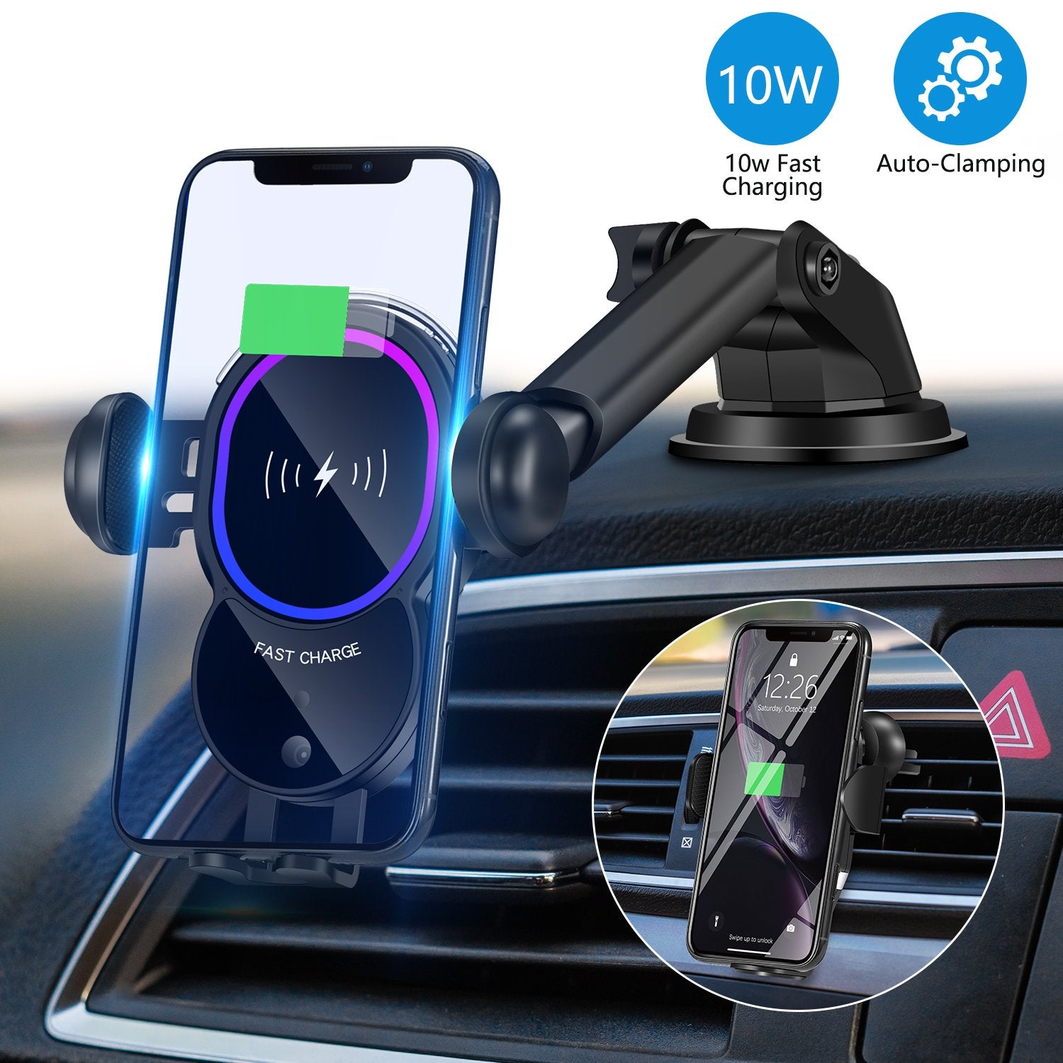 DACK Mag-Safe 15W Car Cigarette Lighter Wireless Charger, Magnetic  Auto-Alignment Air Vent Mount Holder with Dual Port PD&QC3.0 Fast Charging  for