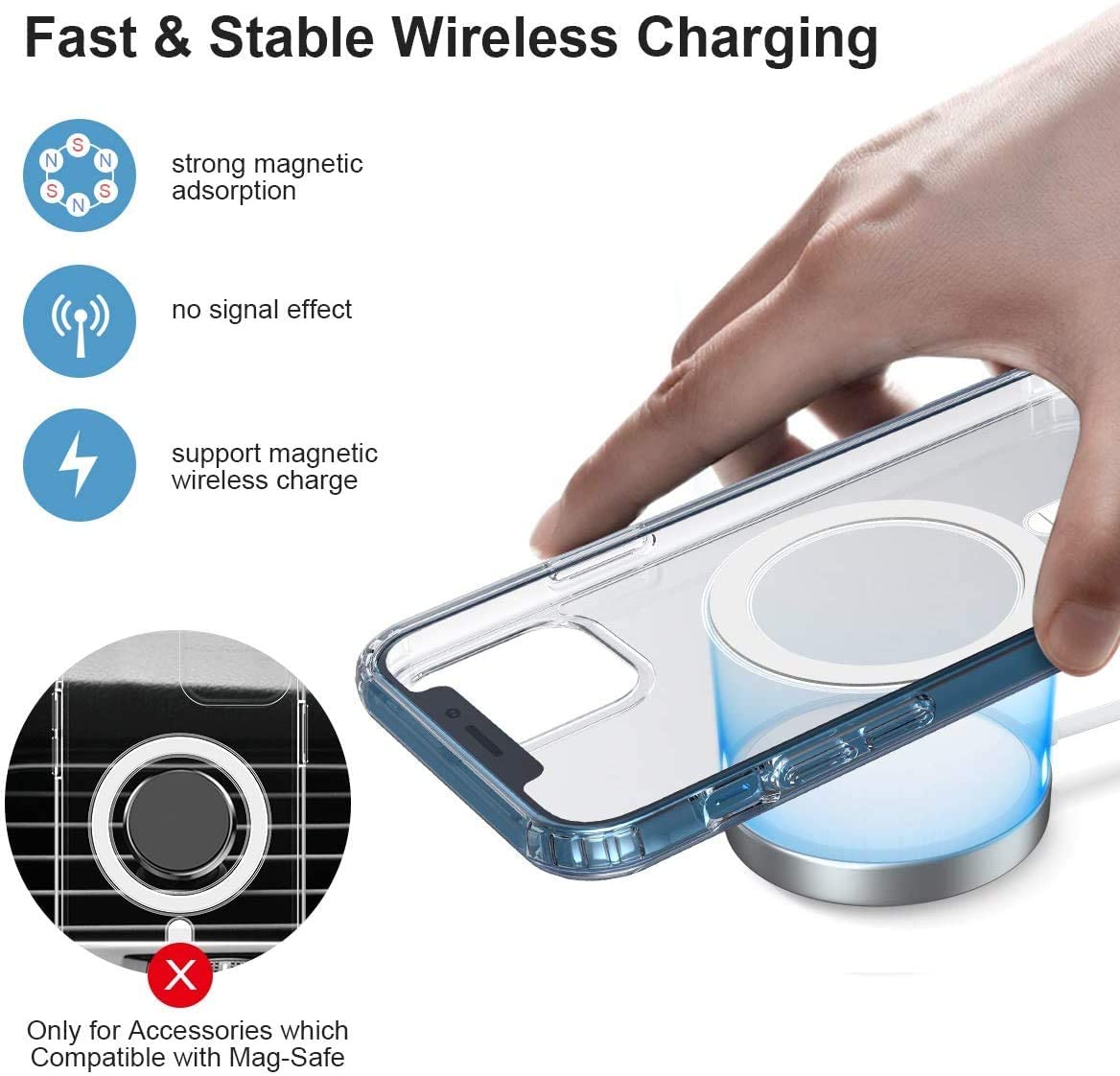 Clear Magnetic Case for iPhone 12 Pro Max with Mag-Safe Charging