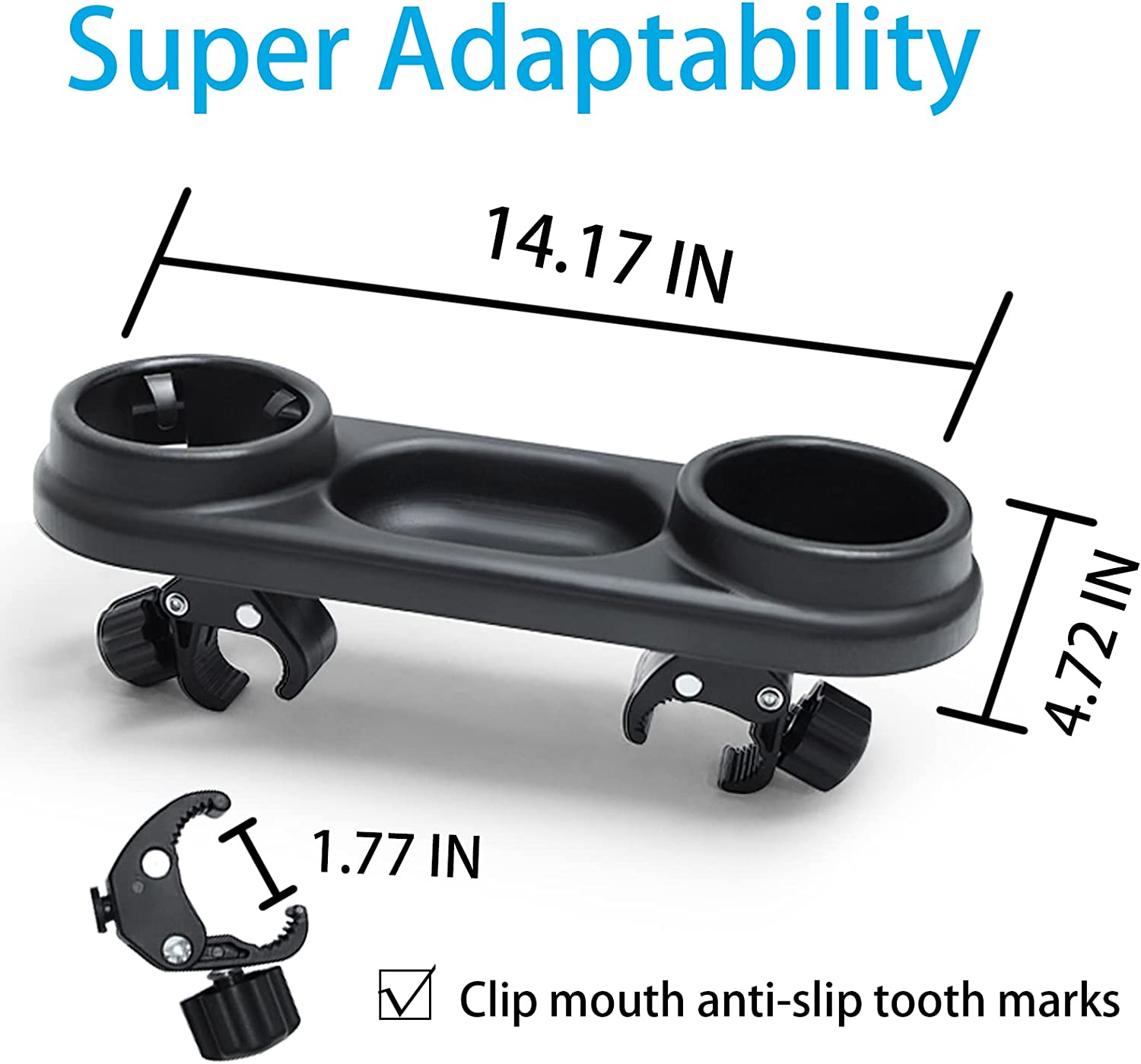 Piosoo Stroller Snack Tray with Cup Holder, Universal Stroller Snack Attachment, Upgraded Removable Non-Slip Grip Clip for Stroller Bar, Large Capacity