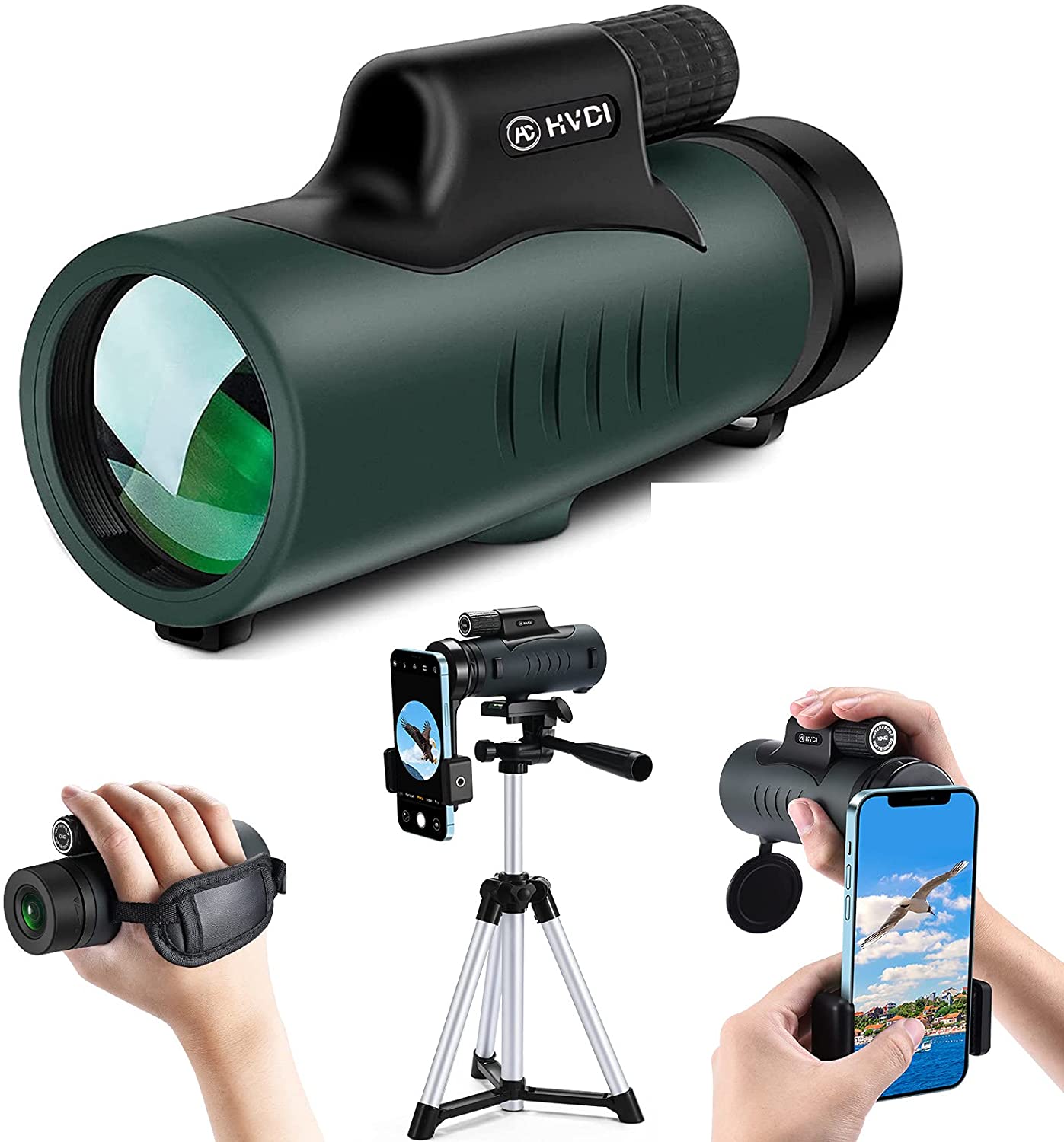 High Power 10-30x42 Monocular Telescope,Monoculars with Phone Holder & Tripod Compatible with iPhone Android Smartphone,BAK4 Prism for Adult Kid Outdoor Bird Watching Wildlife Hunting Traveling