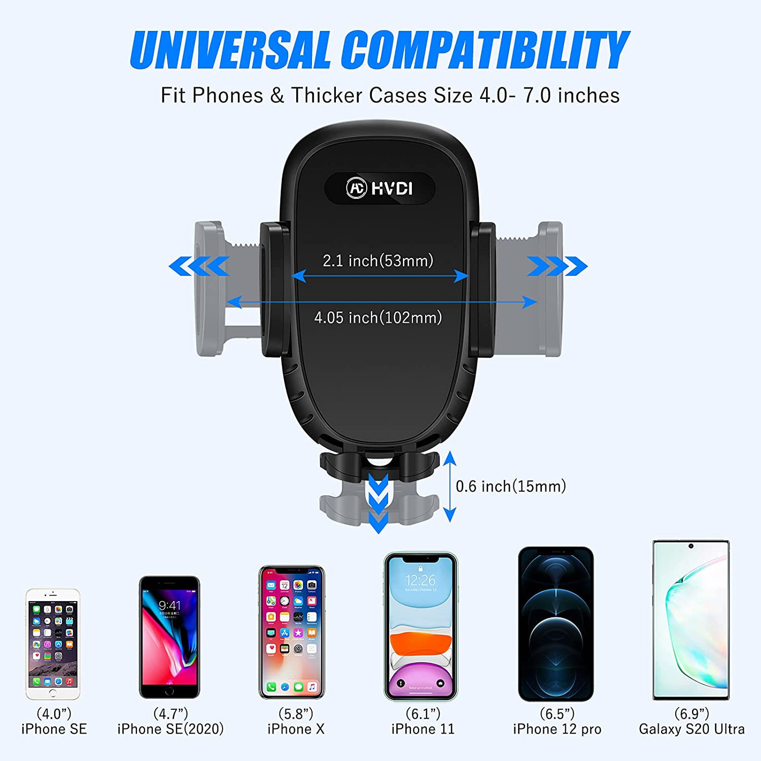 [Upgraded] HVDI Cup Holder Phone Mount, 36W Car Charger 3-Ports Fast Charging Cell Phone Mount Universal Adjustable Cradle for iPhone 12 Pro Max/11/XR/XS/X/8/Samsung S21 Ultra/S20/S10/Note 10/9/8