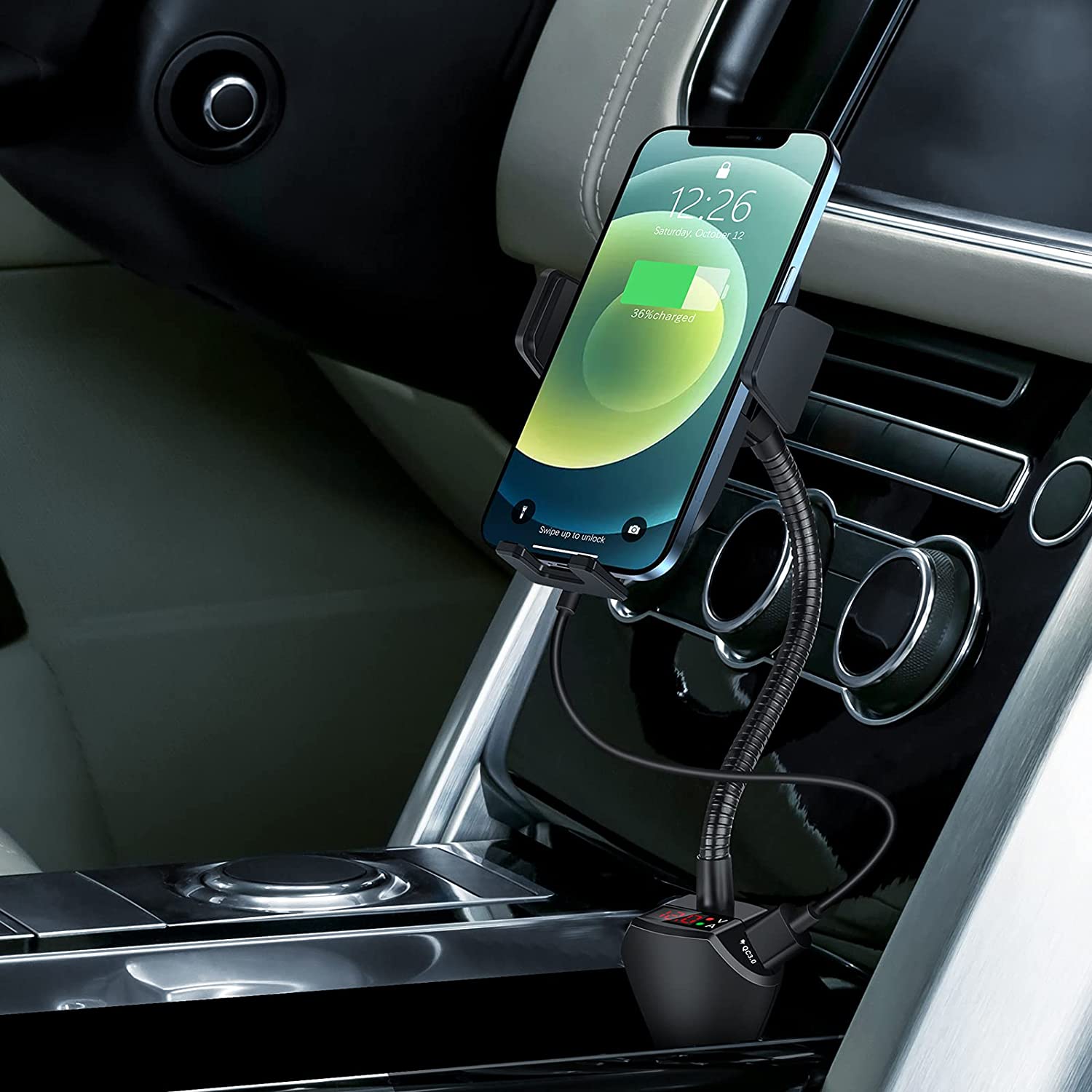 WALOTAR Car Cigarette Lighter Wireless Charger- Phone Holder Mount,Aut –